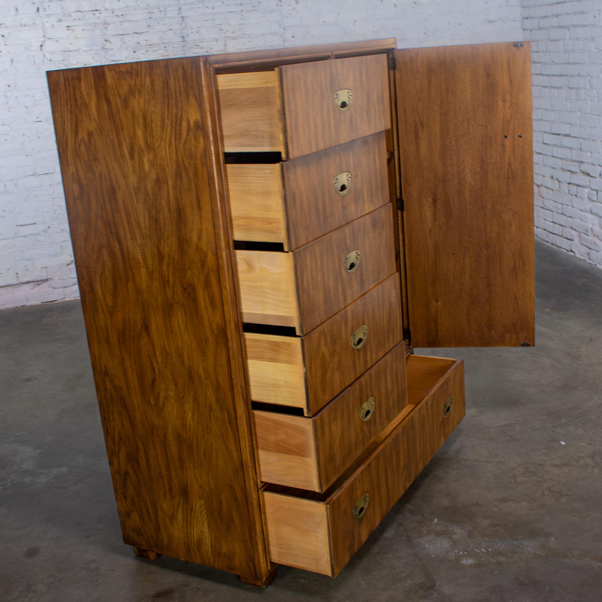 Late 20th Century Campaign Style Gentleman’s Chest of Drawers or Armoire Drexel Heritage Passage Collection