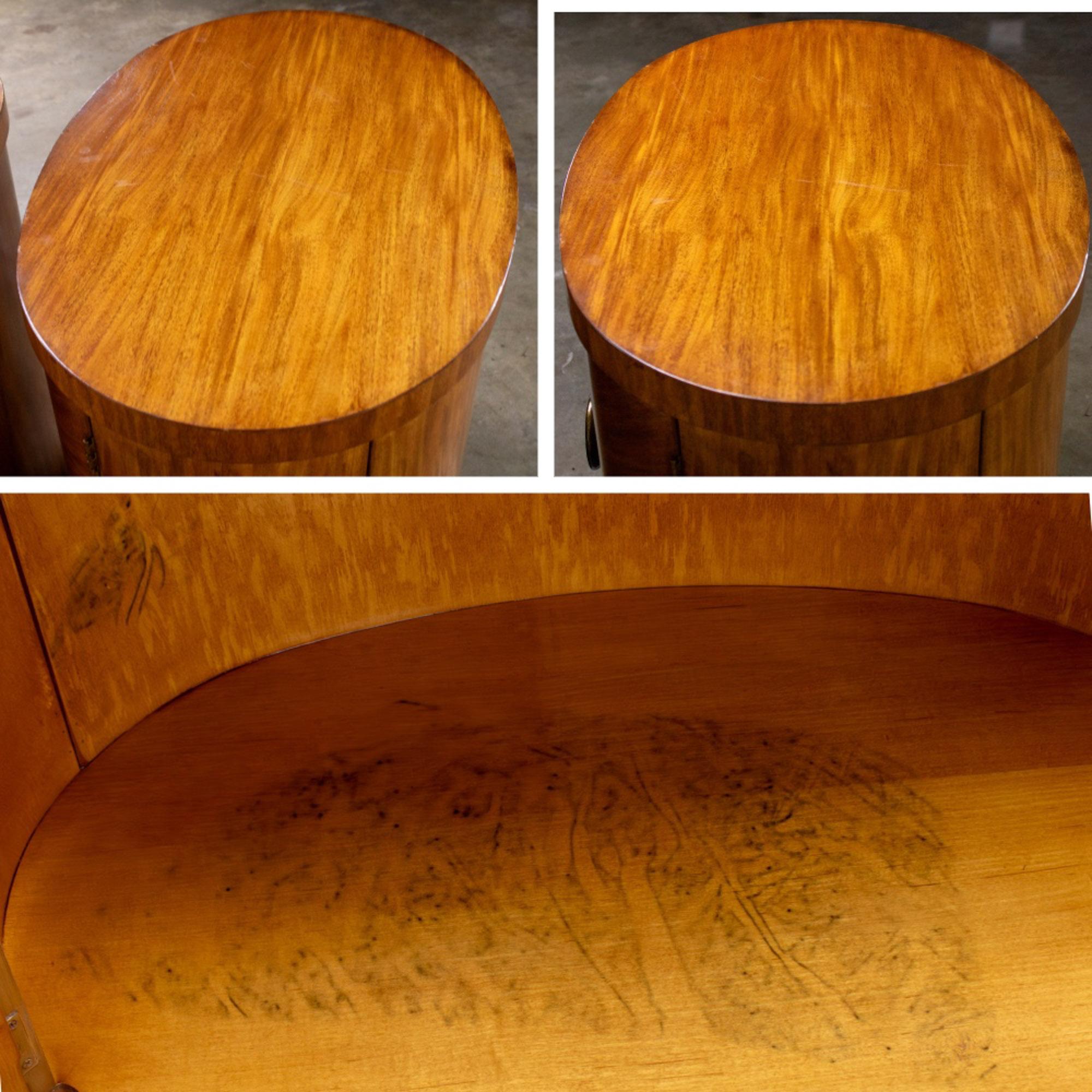 Late 20th Century Modern to Art Deco Revival Pair Arbus Oval Nightstands or End Tables 6000 Series by Henredon