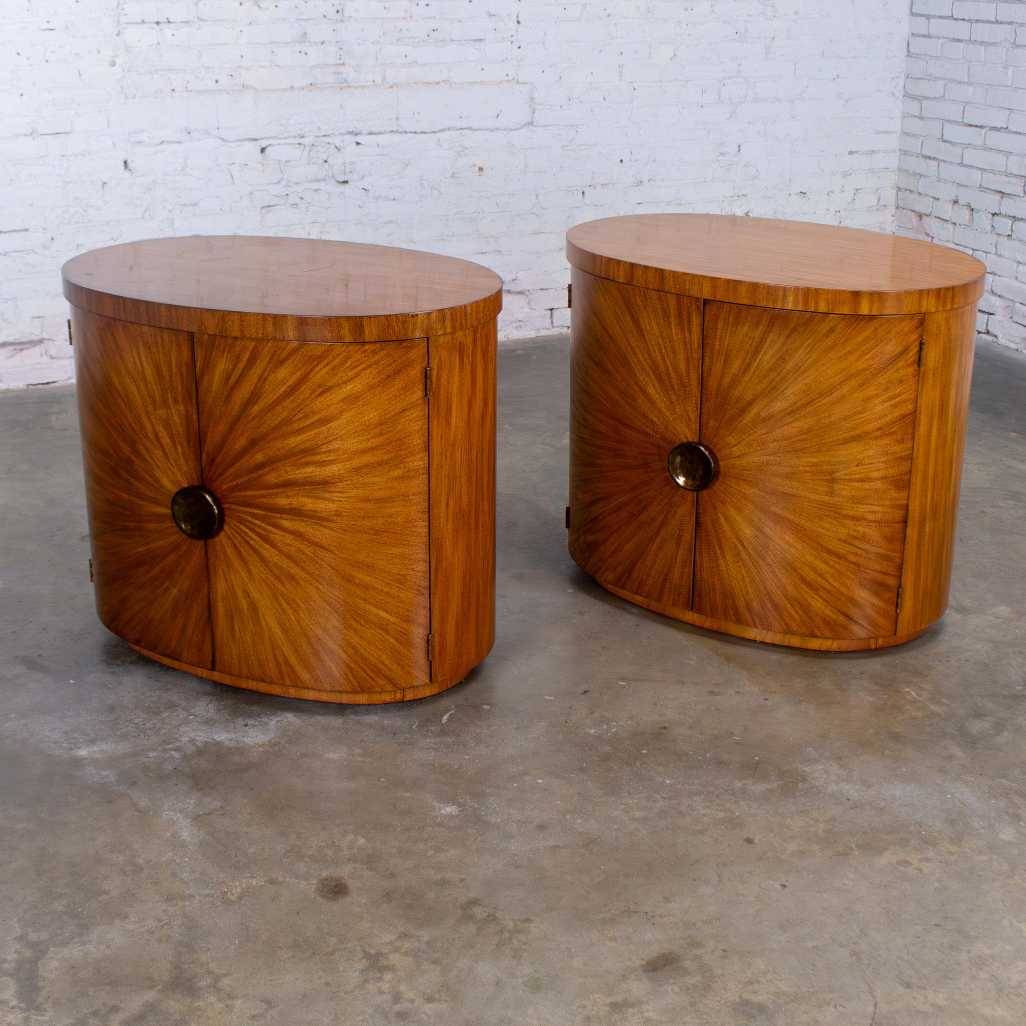 Late 20th Century Modern to Art Deco Revival Pair Arbus Oval Nightstands or End Tables 6000 Series by Henredon