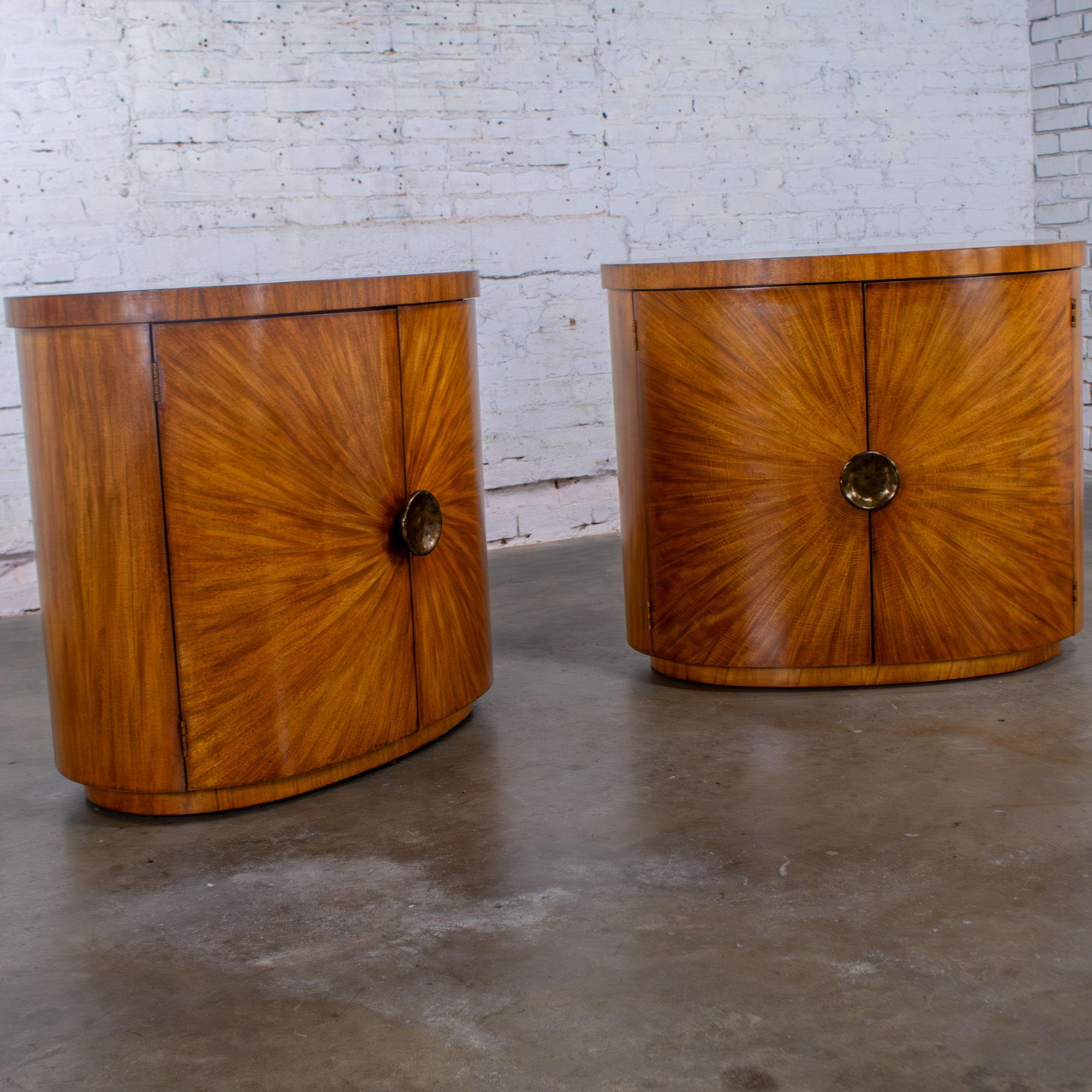 Late 20th Century Modern to Art Deco Revival Pair Arbus Oval Nightstands or End Tables 6000 Series by Henredon