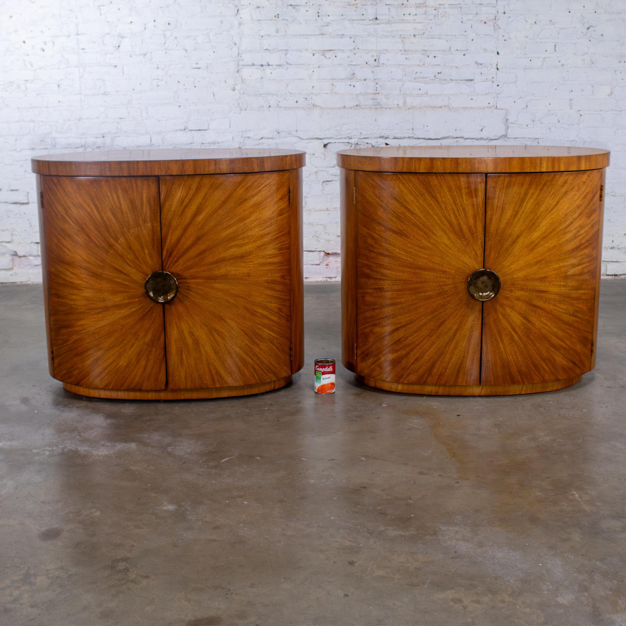 Late 20th Century Modern to Art Deco Revival Pair Arbus Oval Nightstands or End Tables 6000 Series by Henredon