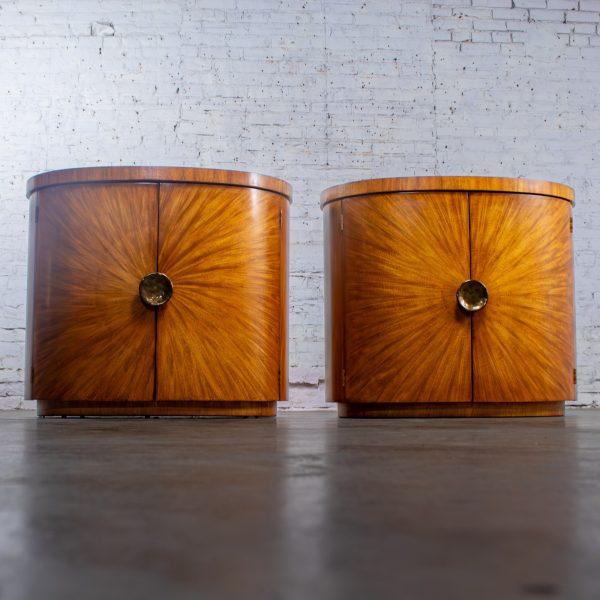 Late 20th Century Modern to Art Deco Revival Pair Arbus Oval Nightstands or End Tables 6000 Series by Henredon