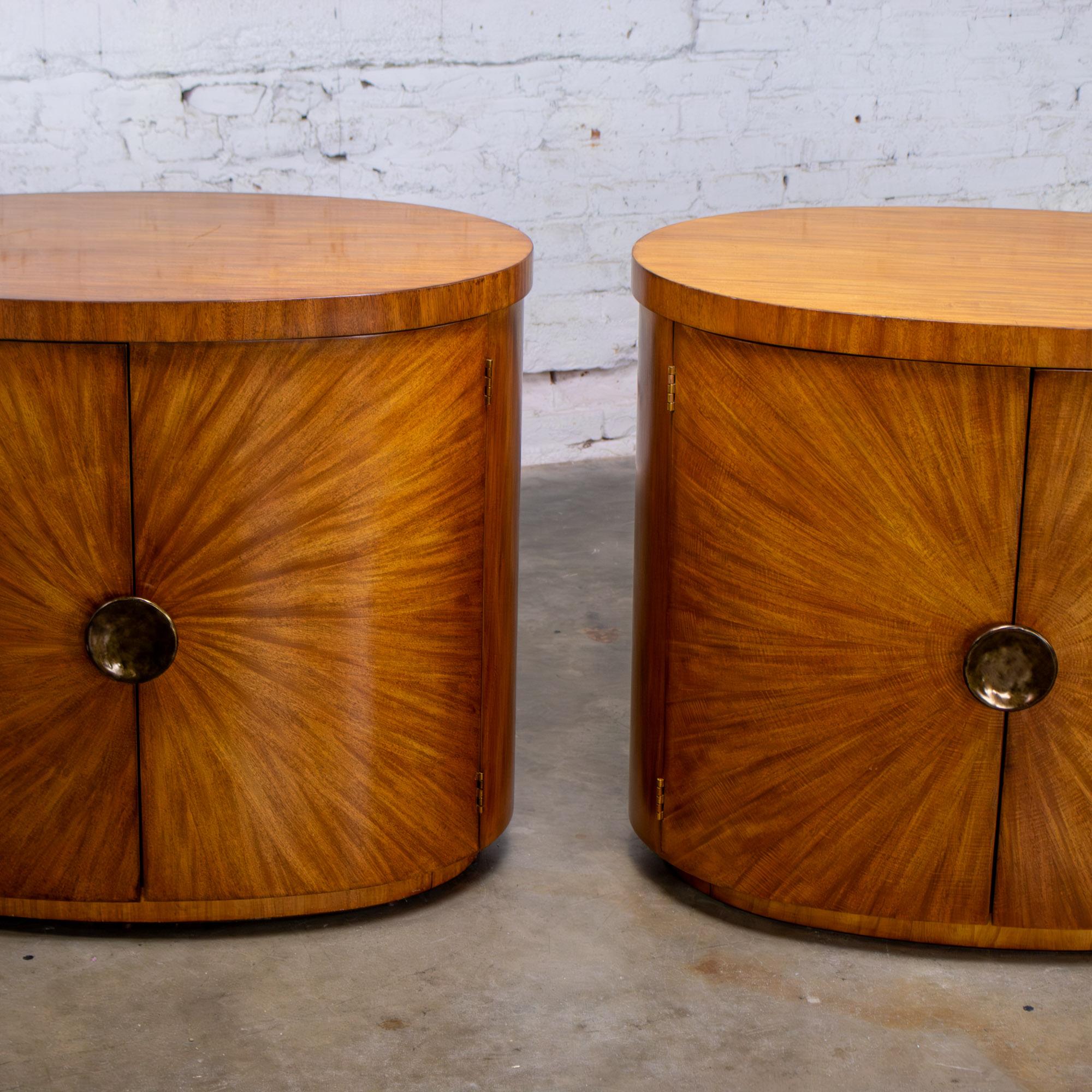 Late 20th Century Modern to Art Deco Revival Pair Arbus Oval Nightstands or End Tables 6000 Series by Henredon