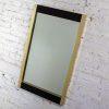 Late 20th Century Modern to Art Deco Revival Wall Mirror Black & Brass Rectangular Frame