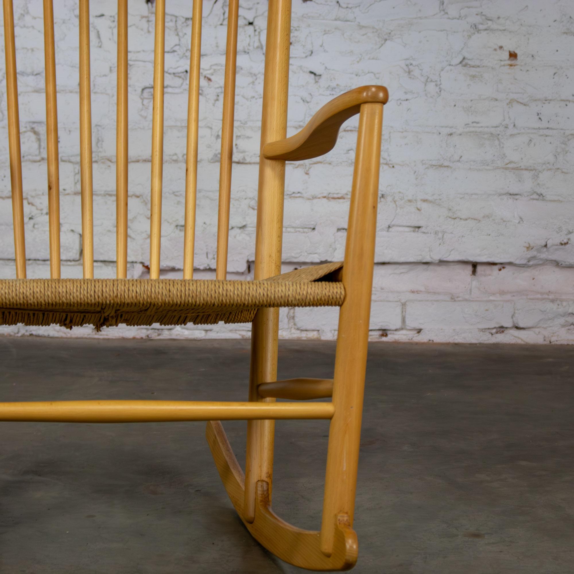 Late 20th Century Scandinavian Modern Rocking Chair Model J16 by Hans Wegner Beechwood & Natural Cord Seat