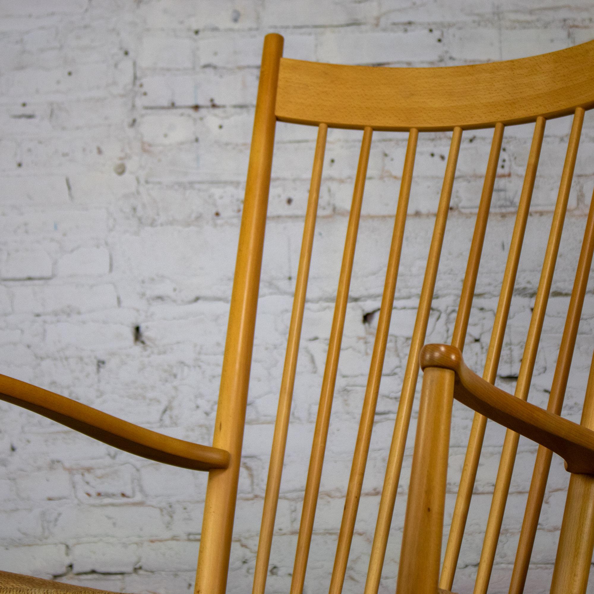 Late 20th Century Scandinavian Modern Rocking Chair Model J16 by Hans Wegner Beechwood & Natural Cord Seat